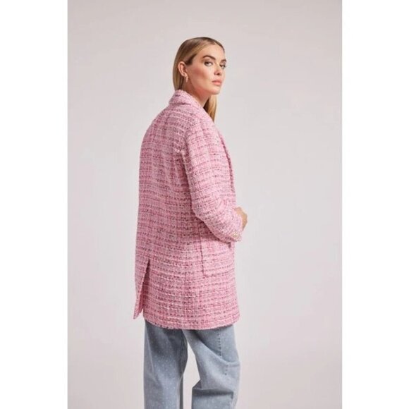 New Generation Love Peggy Tweed Car Coat in Pink Melange Size XL $595 - Picture 3 of 11